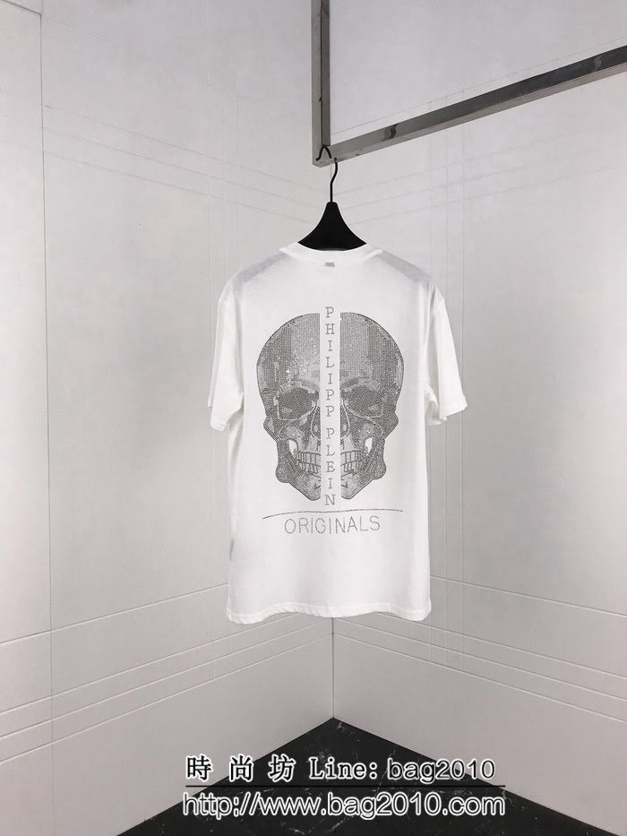 PP19ss早春新款短袖 後背骷髏燙鑽營造立體感 採用絲光面料 高版本男女同款 ydi2121